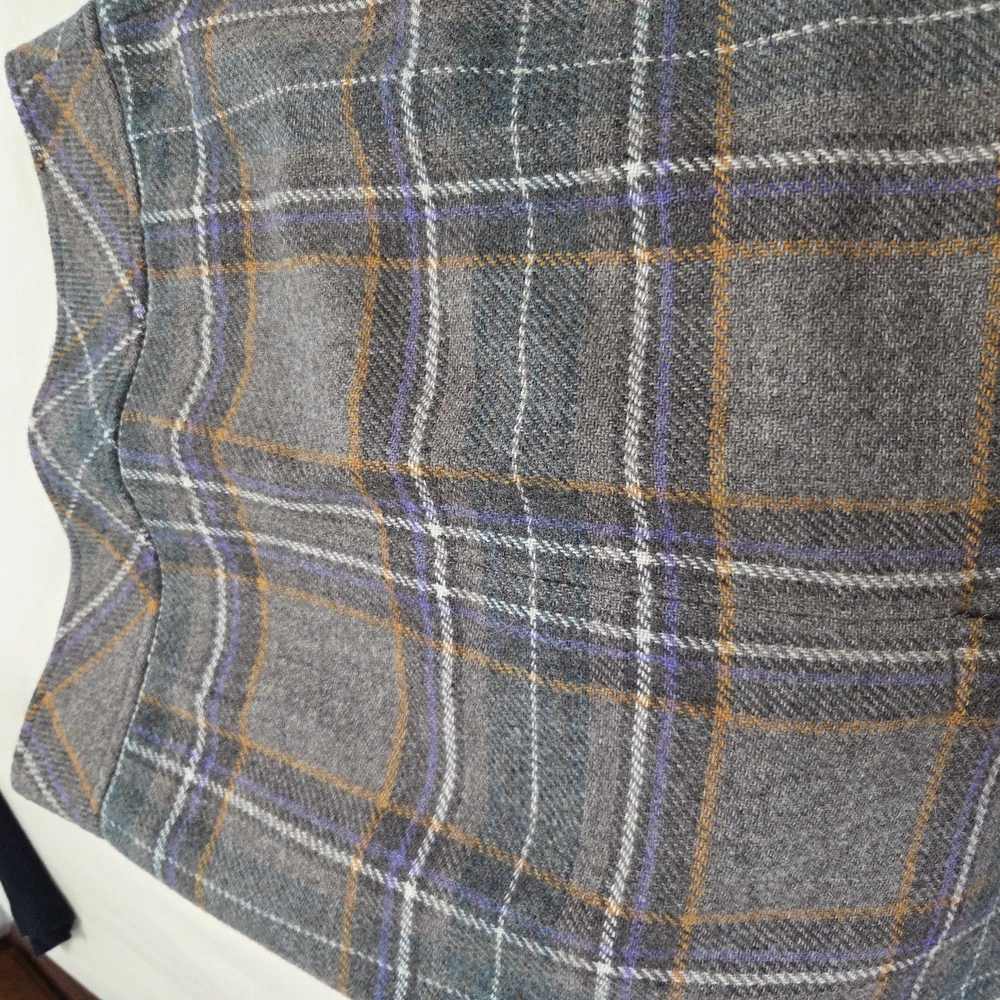 Gray Plaid Skirt with Purple and Gold Accents